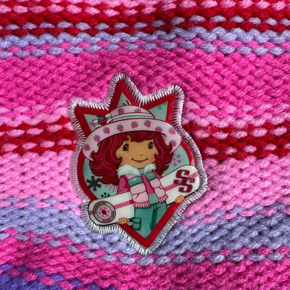 Y2k Vintage 2007 Strawberry Shortcake Toddler Girls Knit Beanie Hat Pink Purple
